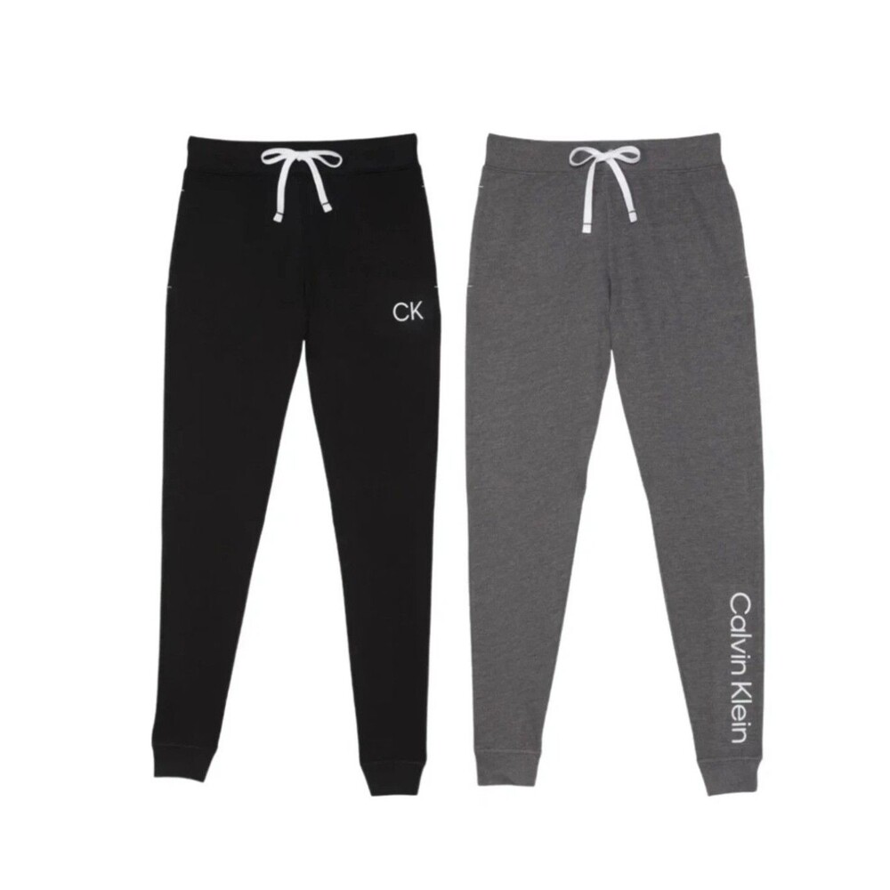 Calvin Klein 2-pk Women’s French Terry Iconic CK Logo Joggers Black Grey Size S - Picture 6 of 8